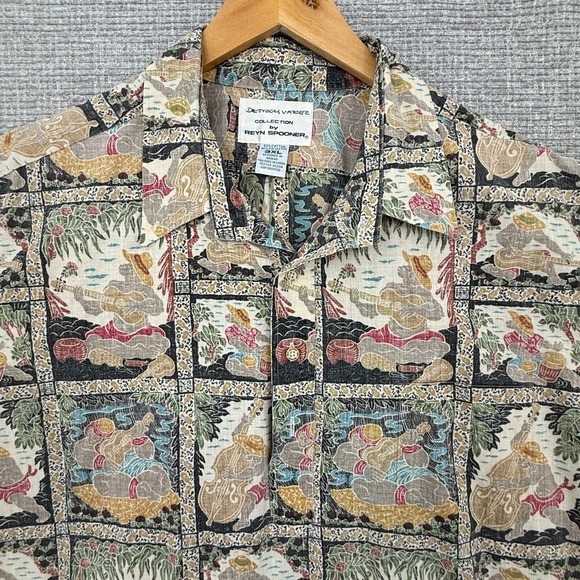 Vtg Reyn Spooner Sz 3XL Varez Hawaiian Music‎ Mele Folk Ukelele Native RARE